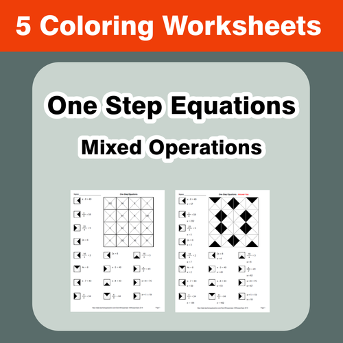One Step Equations Mixed Operations Coloring Worksheets By