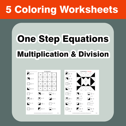 One Step Equations: Multiplication & Division - Coloring Worksheets