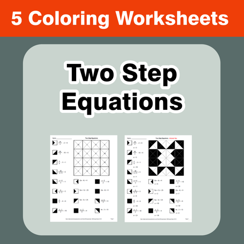 Two Step Equations - Coloring Worksheets