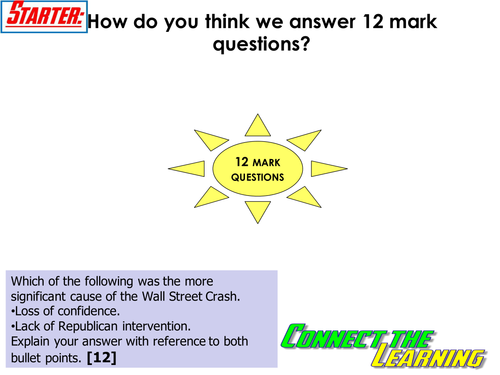 Causes of the Wall Street Crash exam technique (AQA PAPER 1D)