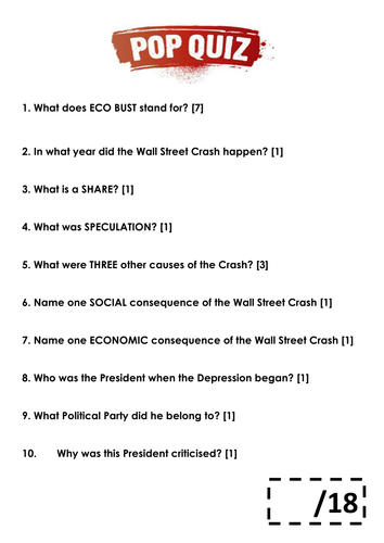 Hoover's Reaction to the Depression (AQA NEW SPEC PAPER 1D)