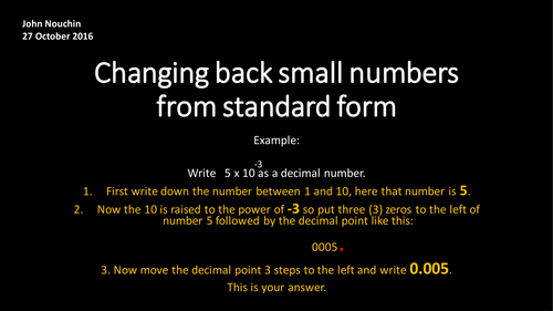 Changing back small numbers froms tandard form