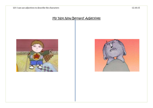 NEW Year 1 Not now Bernard Adjectives worksheet