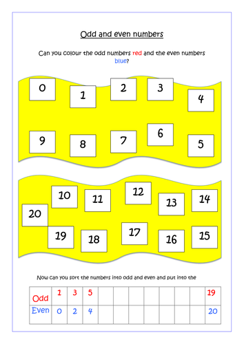 new year 1 odd and even differentiated worksheets