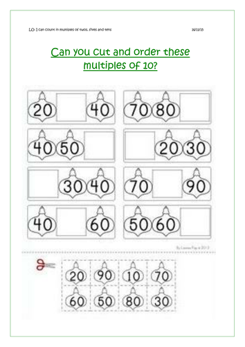 NEW! Year 1 multiples of 10 worksheet
