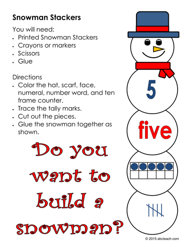 Number Sense: Snowman Stackers