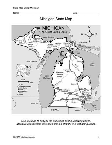 State of Michigan:  Map Worksheet
