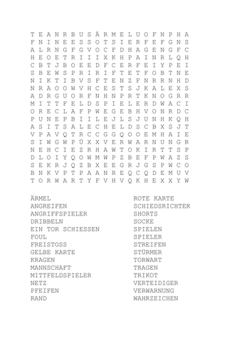 German football vocab wordsearch