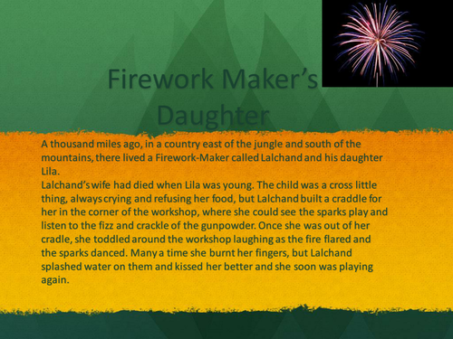 Firework Maker's  Daughter lessons based on chapter 1