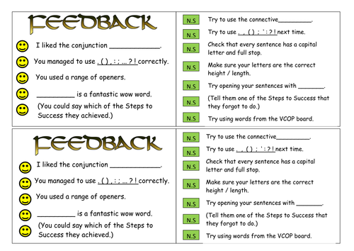 Peer assessment feedback cards