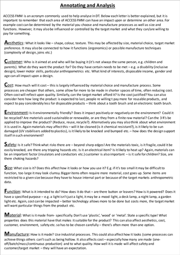 ACCESS FMM Analysis help sheet