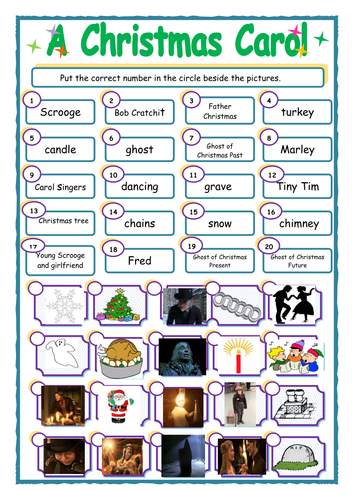 'A Christmas Carol' by Charles Dickens match-up activity