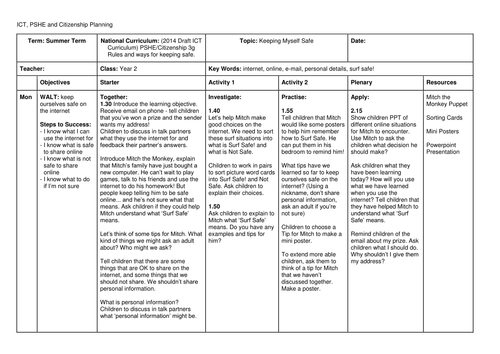 Staying Safe on the Internet lesson plan