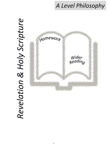OCR A Level Philosophy- Revelation & Holy Scripture Homework Booklet