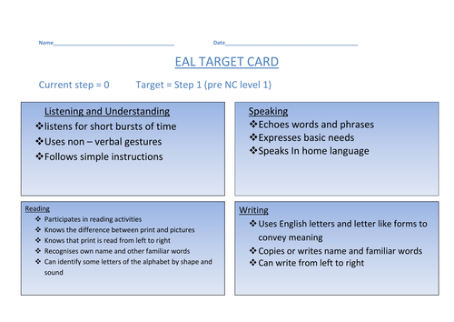 EAL steps target cards