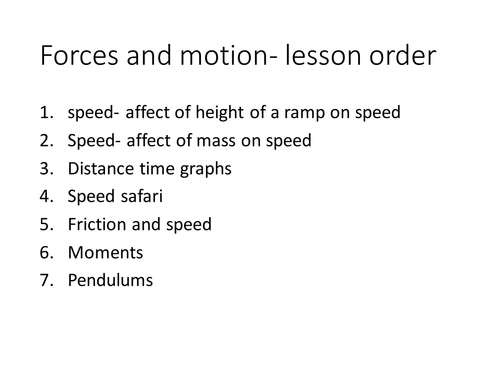Year 9 Forces and Motion full sequence of lessons