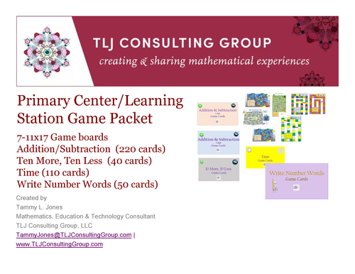 Primary Center/Learning Station Games and Game Cards