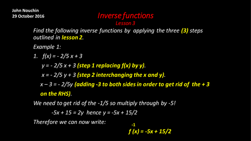 Inverse functions lesson 3