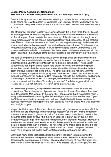 6 example essay grade Model answers by Poetry Anthology/Unseen Eduqas