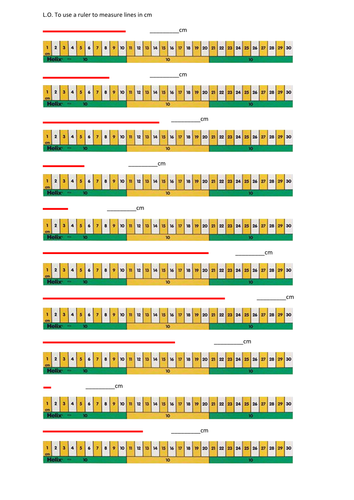 Measuring Lines In Cm Year 1 Teaching Resources