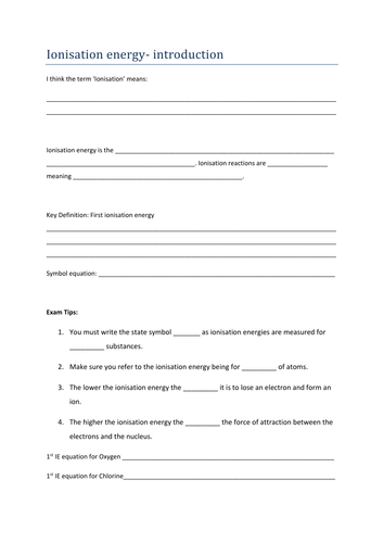 Ionisation Energy: Guided Notes