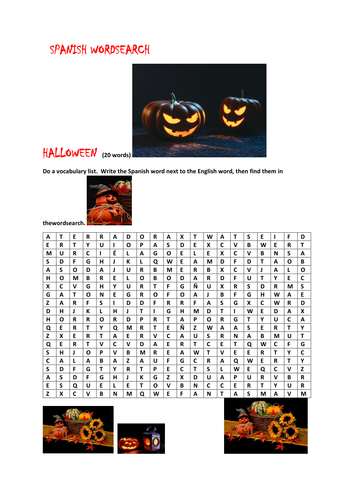 Halloween wordsearch and crossword