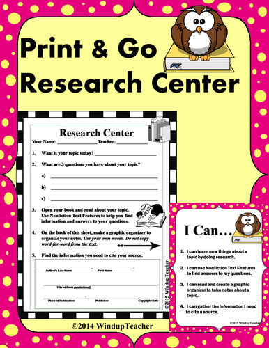 Research Center Reproducible *Nonfiction Book Version* Print and Go!