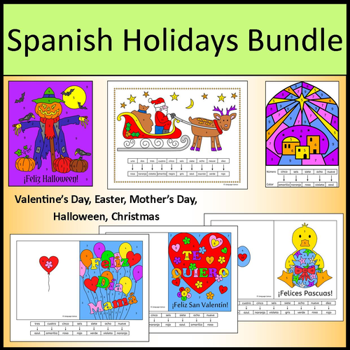Spanish Holidays Bundle - Xmas, Halloween, Easter, Valentine's Day, Mother's Day