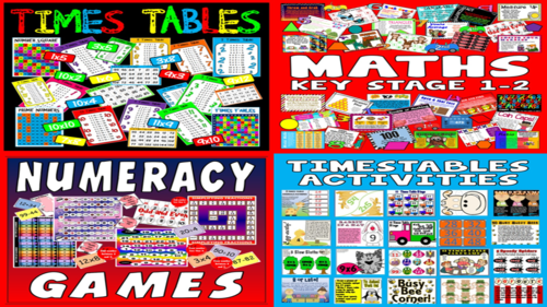 *MATHS BUNDLE KEY STAGE 1-2* 200 MATHS ACTIVITIES KS1-2, TIMES TABLES POSTERS AND ACTIVITIES, NUMERACY BOARD GAMES