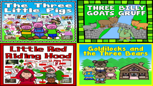 * STORY BUNDLE* 3 LITTLE PIGS, 3 BILLY GOATS GRUFF, GOLDILOCKS AND THE 3 BEARS, LITTLE RED RIDING HOOD - STORY, LITERACY, EARLY YEARS, KEY STAGE 1, TRADITIONAL TALES