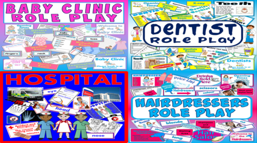 *ROLE PLAY BUNDLE* HOSPITAL, BABY CLINIC, DENTIST, HAIRDRESSERS,  - OURSELVES, ALL ABOUT ME, SCIENCE, BODY, FAMILY  - EARLY YEARS, KEY STAGE 1-2