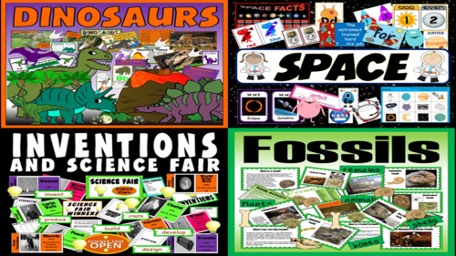 *SCIENCE BUNDLE* DINOSAURS, FOSSILS, SPACE, INVENTIONS - SCIENCE FAIR, HISTORY, ANIMALS