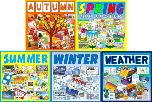 *WEATHER BUNDLE* 5 SETS - AUTUMN, WINTER, SUMMER, SPRING, WEATHER TOPIC - SEASONS, EASTER, ANIMALS, CLOTHING ETC - EARLY YEARS TO KEY STAGE 2