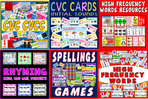 *LITERACY FOR EARLY YEARS BUNDLE* CVC, SIGHT HIGH FREQUENCY WORDS, SPELLINGS GAMES, RHYMING RESOURCES - EYFS, KEY STAGE 1, ENGLSH, LETTERS, READING, ALPHABET, SPELLINGS, WRITING