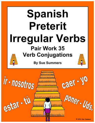 Spanish Preterit Irregular Verbs Pair Work Las Escaleras Activity and Quiz