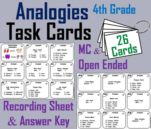 Analogies Task Cards for 4th Grade
