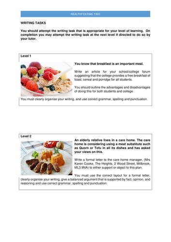 education of diet writing task 2