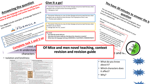 Of Mice and Men novel teaching and revision - character theme context