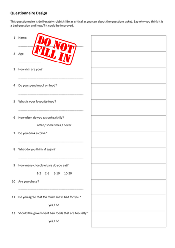 Questionnaire design : How not to write a questionnaire