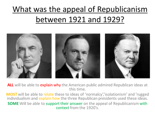 Edexcel Paper 1, Option F - LESSON 6 What was the Appeal of Republicanism between 1921 and 1929?