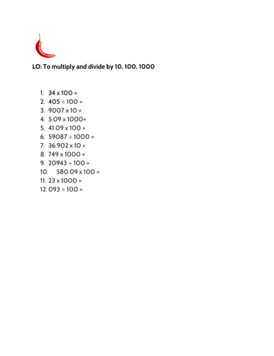 Mastery Multiplying and Dividing by 10, 100, 1000