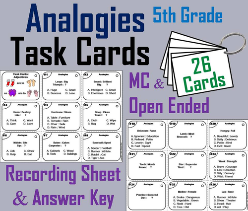 Analogies Task Cards for 5th Grade