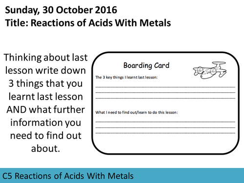AQA GCSE C5 L5 Reactions of Acids with Metals Lesson