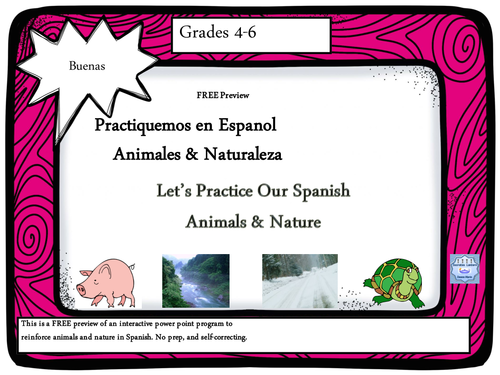 BUENAS:Let's Practice Our Spanish, Animals & Nature (PowerPoint) FREE SAMPLE!
