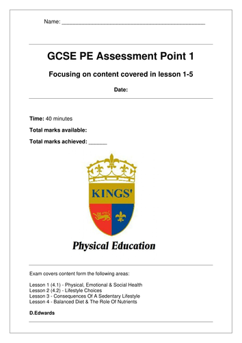 NEW GCSE PE Exam