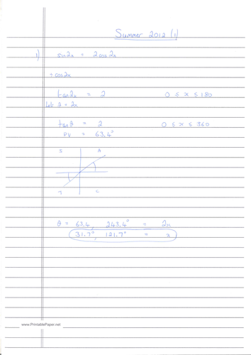 CIE A-Level Maths Pure 1 (P1) Worked Solutions - May/June 2012 (1)