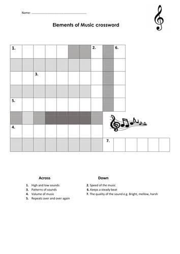 Elements of music crossword