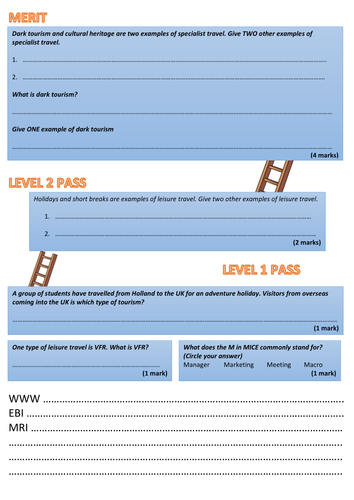 L2 BTEC Travel Unit 1 (Exam) Types of Tourism and Travel in the Travel and Tourism Sector