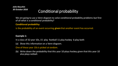Using a Venn diagram to calculate conditional probability