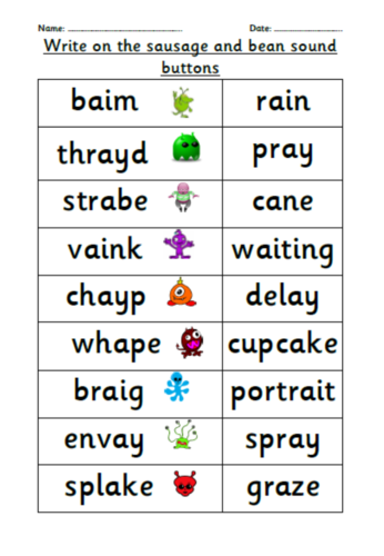 Year 1 phonics screening check practice